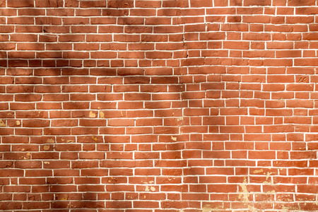 Tree Shadow on Orange Color Grunge brick wall background
