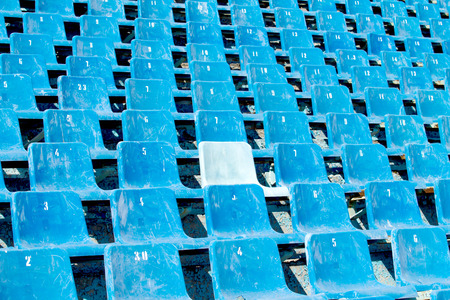old plastic seats at stadiumのeditorial素材