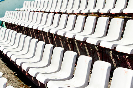 old plastic seats at stadium