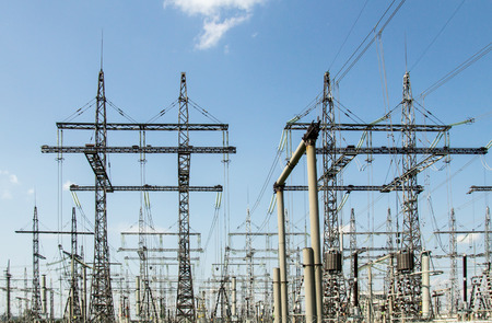 Electric wires at a power station