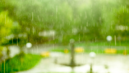 Rain on the street blurred 