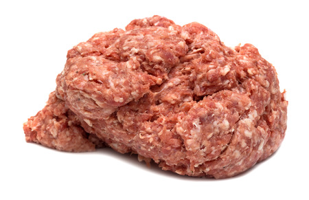 minced meat on a white backgroundの写真素材