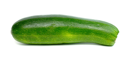 ripe green zucchini on a white backgroundの写真素材