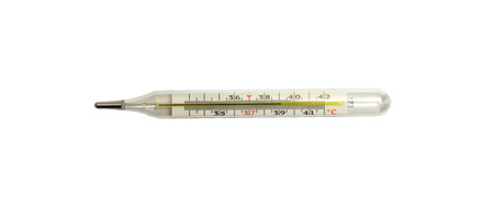 Medical glass mercury thermometer isolatedの写真素材