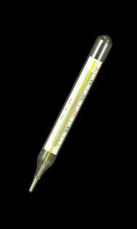 Medical glass mercury thermometer isolated