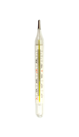 Medical glass mercury thermometer isolated