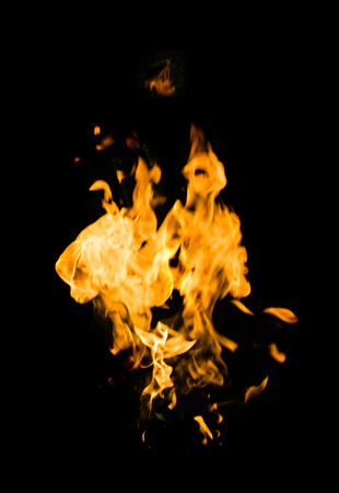 Fire flames on a black backgroundの写真素材