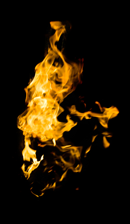 Fire flames on a black backgroundの写真素材
