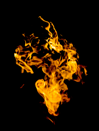 Fire flames on a black backgroundの写真素材