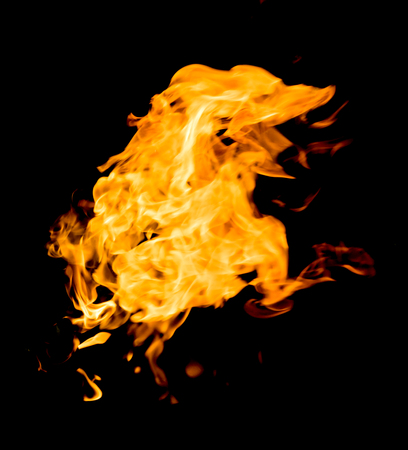 Fire flames on a black backgroundの写真素材