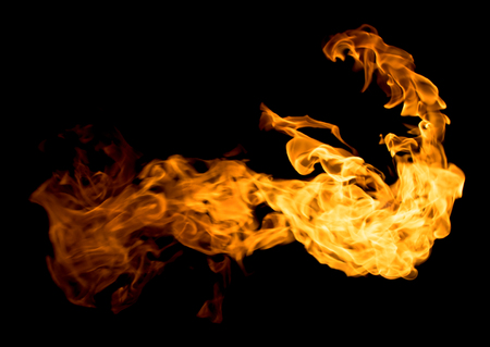 Fire flames on a black background