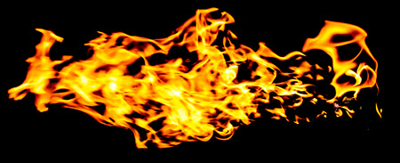 Fire flames on a black background