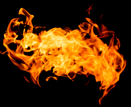 Fire flames on a black background