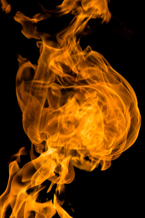Fire flames on a black backgroundの写真素材