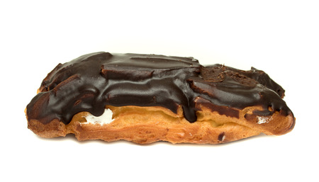 choux pastry with cream in chocolate
