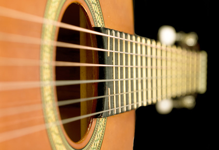 Classical acoustic guitars . Close-up view.