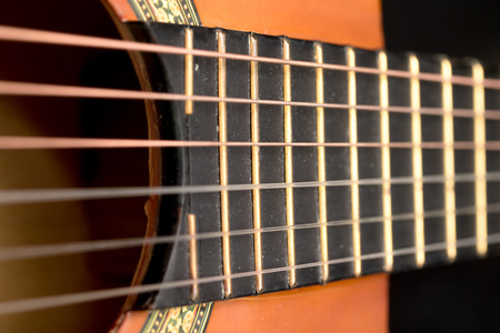 Classical acoustic guitars . Close-up view.