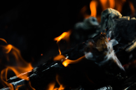 fire flames, burning campfire closeup