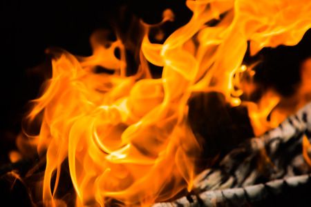 fire flames, burning campfire closeup