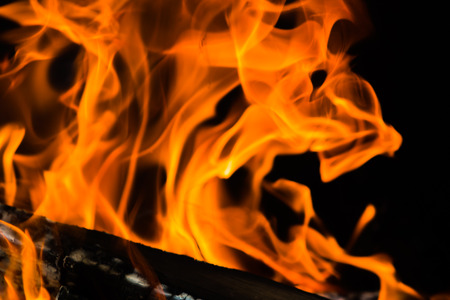 fire flames, burning campfire closeup