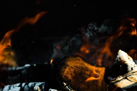 fire flames, burning campfire closeup