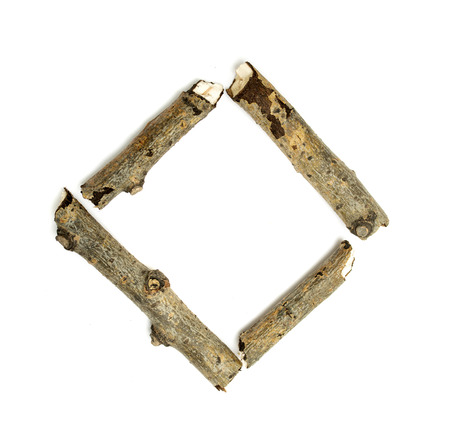 wooden sticks on a white background