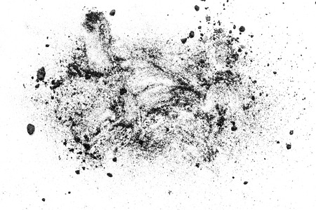 Black powder isolated on white backgroundの写真素材