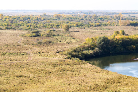 Autumn landscape on the riverの写真素材
