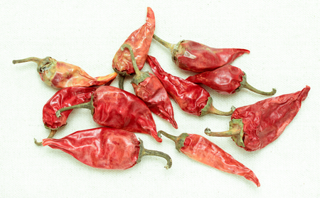 dry red pepper on a cloth