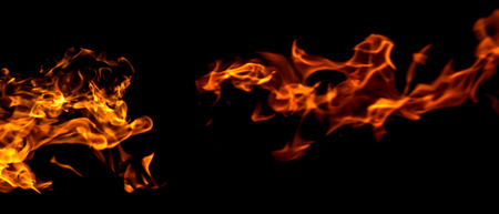 red yellow flames on black background