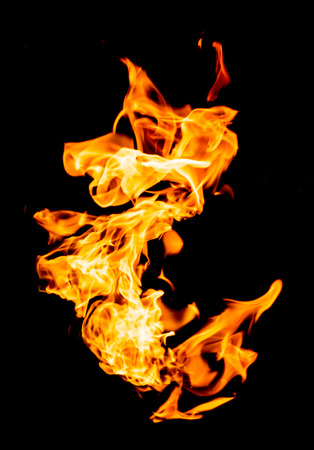 flame fire on black backgroundの写真素材