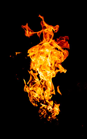 flame fire on black backgroundの写真素材