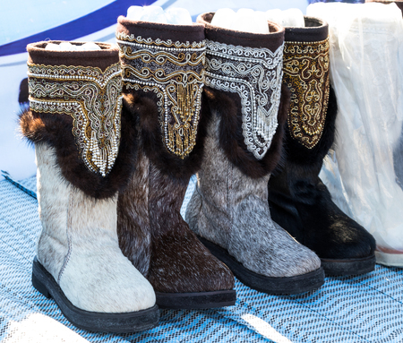 boots from  deer skinsの写真素材