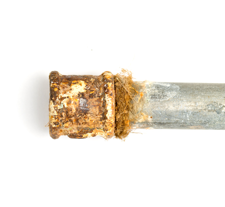 rusty metal pipe on a white background