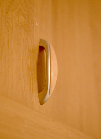 wooden handle on the doorの写真素材