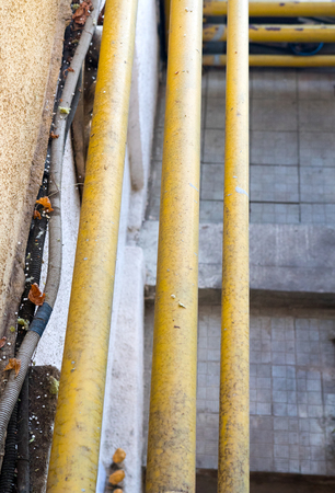 metal pipe layout old paintedの写真素材