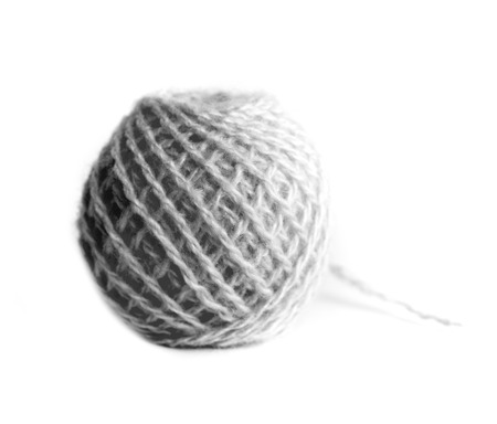 skein of wool thread on a white backgroundの写真素材