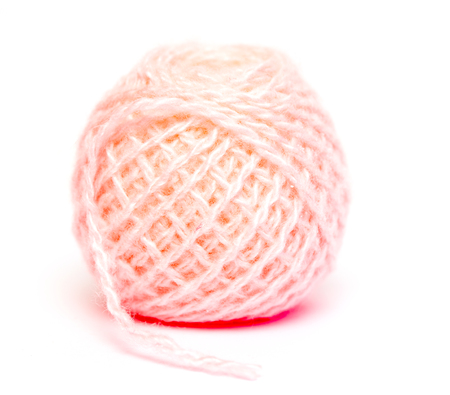 skein of wool thread on a white backgroundの写真素材