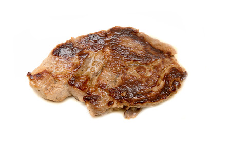 Fried steak on a white backgroundの写真素材
