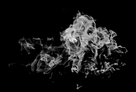 white flame smoke on black backgroundの写真素材