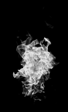 white flame smoke on black backgroundの写真素材