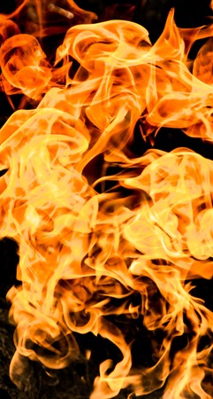 Fire flames on a black background