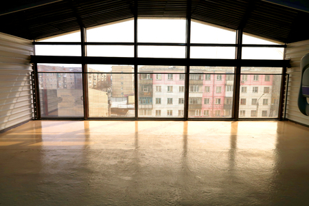 Large window overlooking the streetの写真素材