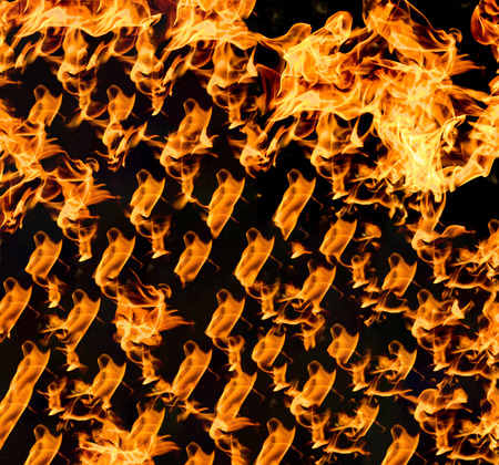 Fire flames on a black backgroundの写真素材
