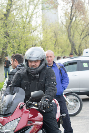 Shymkent, KAZAKHSTAN - March 15, 2017: Motorcycles at the opening of the biker season in Shymkent on March 15, 2017. People & Motorcyclesのeditorial素材