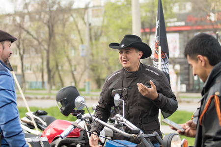Shymkent, KAZAKHSTAN - March 15, 2017: Motorcycles at the opening of the biker season in Shymkent on March 15, 2017. People & Motorcyclesのeditorial素材