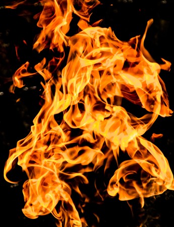 Fire flames on a black backgroundの写真素材