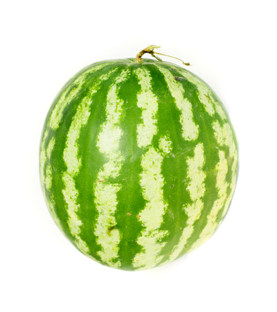 Green watermelon isolated on white backgroundの写真素材