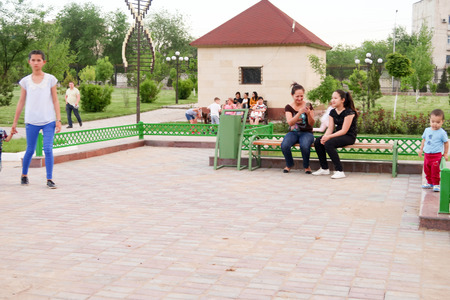 Shymkent, Kazakhstan, - May 9, 2017: Mass folk festivities in the park. Victory of the Red Army and the Soviet people in the Great Patriotic War of 1941-1945.のeditorial素材