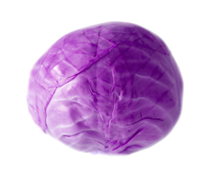 Purple cabbage isolated on white backgroundの写真素材